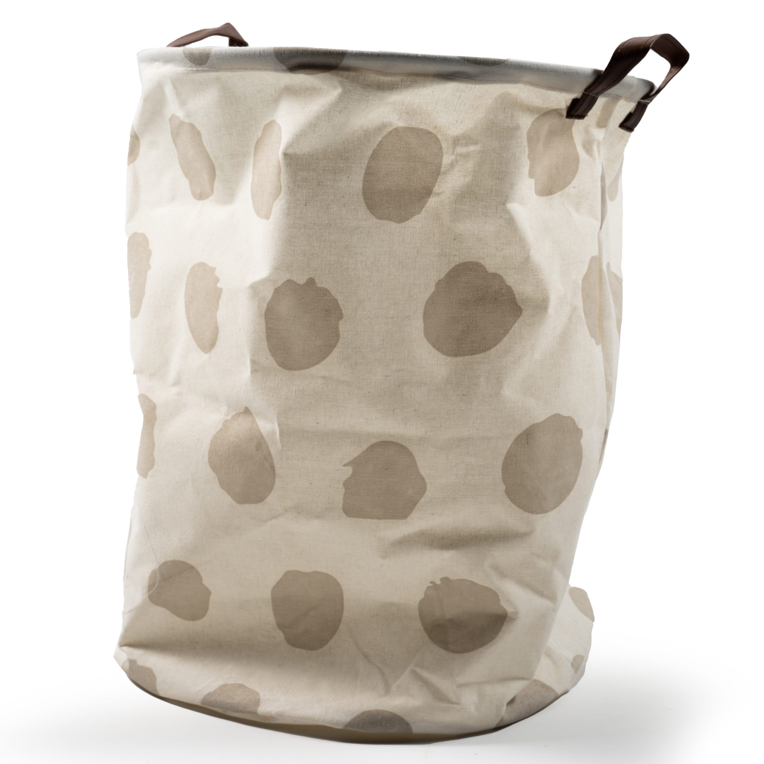 Cream And Brown Polka Dot Laundry Basket